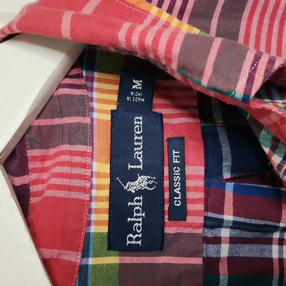 Men's Ralph Lauren classic fit short sleeve button down shirt plaid medium - Picture 3 of 6